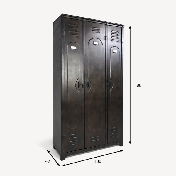 Armoire industrielle 3 portes en métal