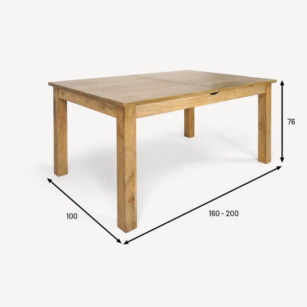 Table à manger extensible en bois massif - Nuri