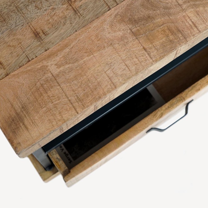 Table de salon style industrielle en bois massif et métal - Cambridge