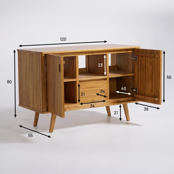 Meuble sous vasque en teck massif 120 cm - Neha