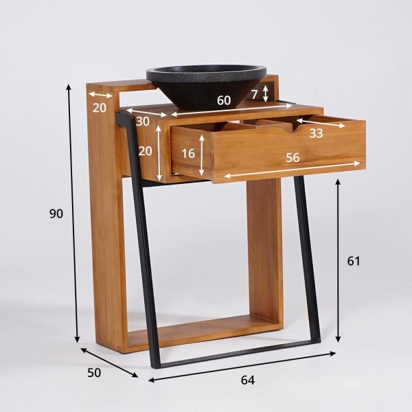 Meuble de salle de bain en teck massif - Arya