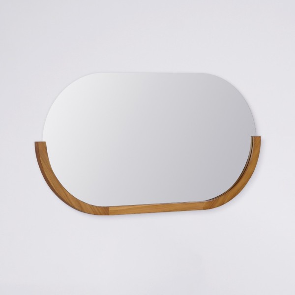 Miroir 120 cm avec bords arrondis et encadrement en teck - Keya