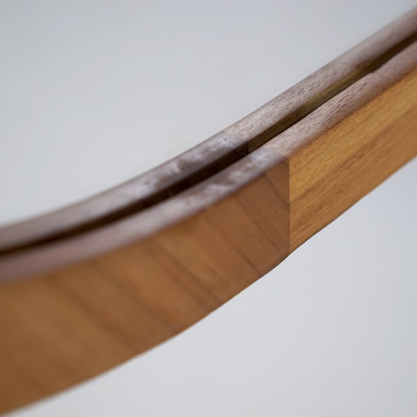Miroir 120 cm avec bords arrondis et encadrement en teck - Keya