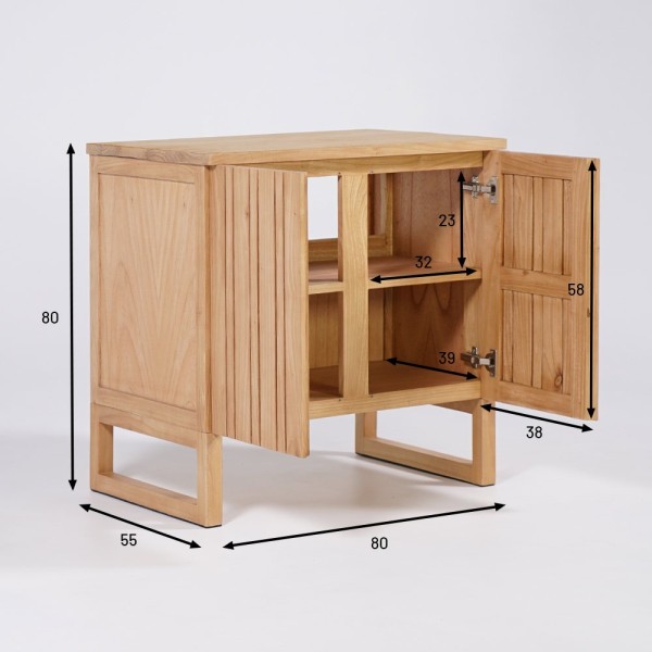 Meuble de salle de bain sous vasque en bois massif 80 cm - Satya