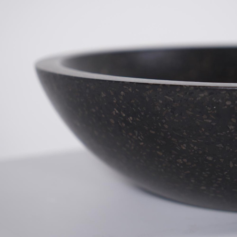 Vasque ronde en terrazzo noir diamètre 40 cm - Megha
