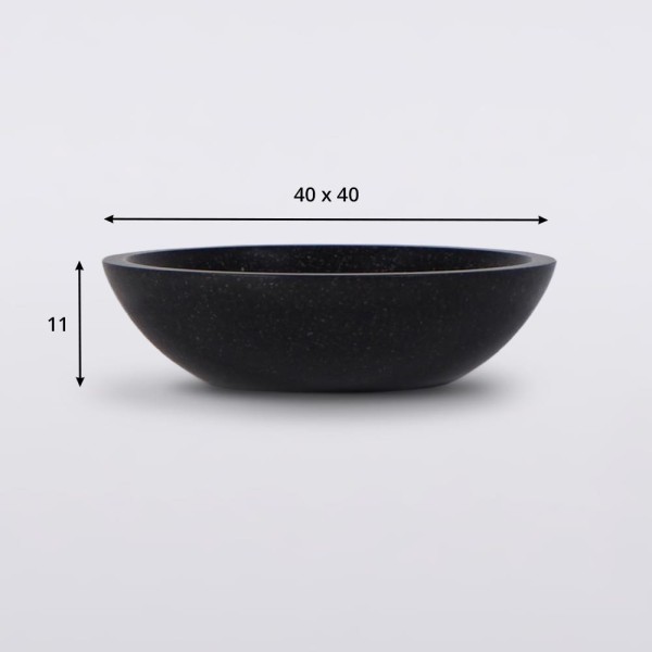 Vasque ronde en terrazzo noir diamètre 40 cm - Megha
