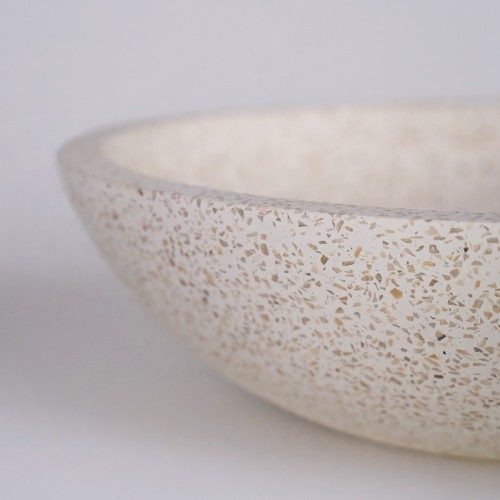 Vasque ronde en terrazzo blanc diamètre 40 cm - Megha