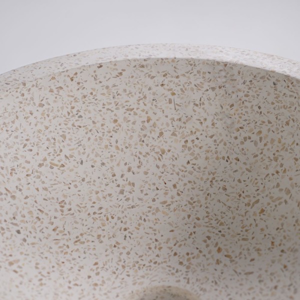 Vasque conique en terrazzo blanc 40 cm x 40 cm - Mohini