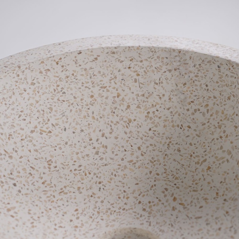 Vasque conique en terrazzo blanc 40 cm x 40 cm - Mohini