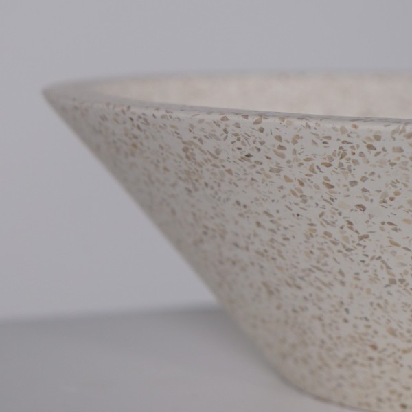 Vasque conique en terrazzo blanc 40 cm x 40 cm - Mohini