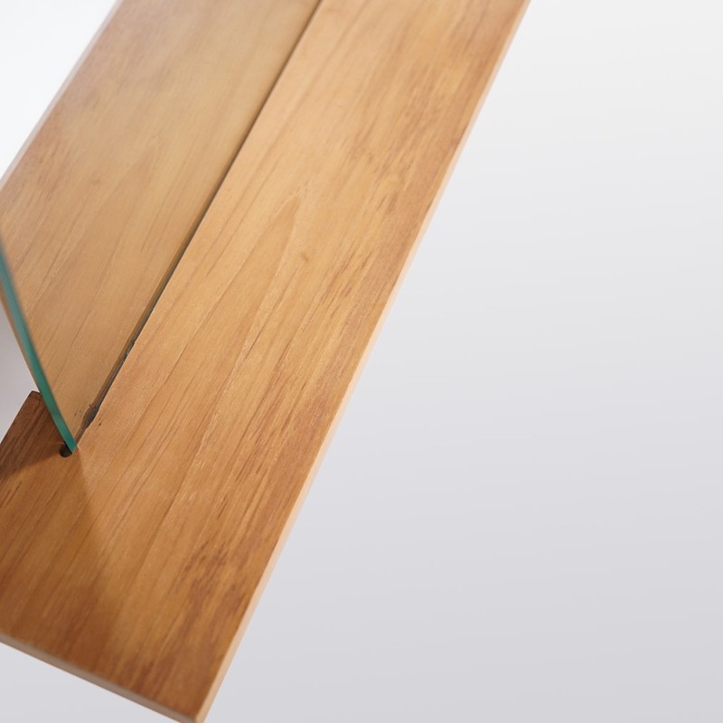 Miroir simple de forme organique avec tablette en teck - Anjali
