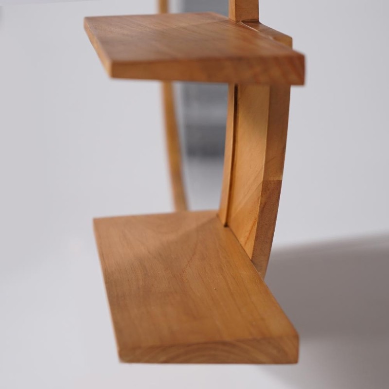 Miroir ovale avec encadrement et tablettes intégrees en teck - Leela