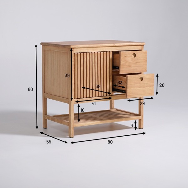 Meuble de salle de bain sous vasque en bois 80 cm - Rohini