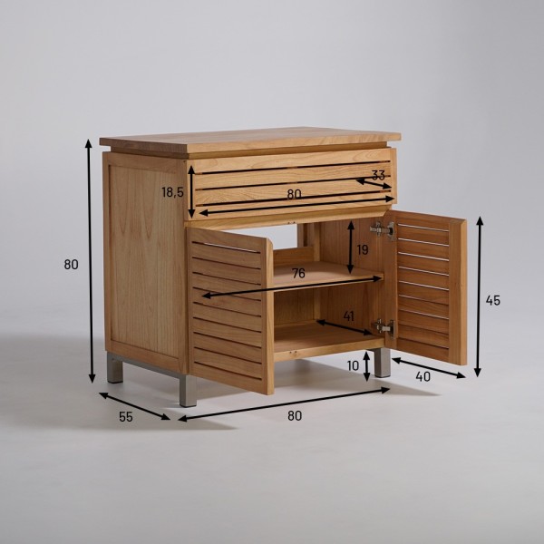 Meuble sous vasque en bois massif 80 cm - Reva
