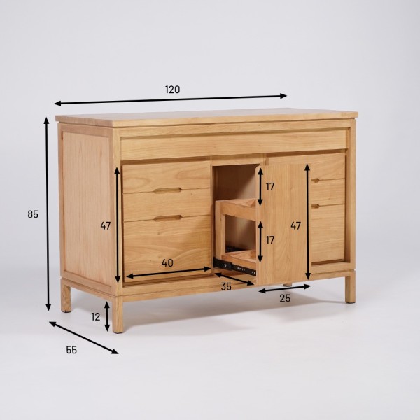 Meuble sous vasque en bois massif 120 cm - Ashwini
