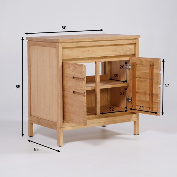 Meuble sous vasque en bois massif 80 cm - Ashwini