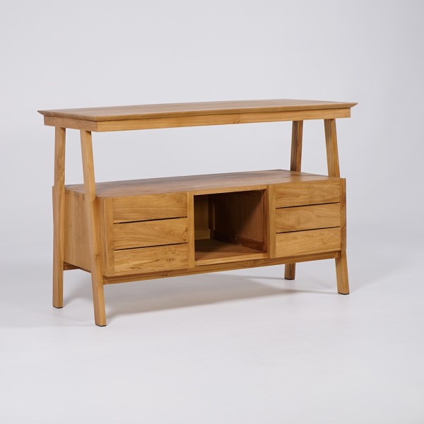 Meuble sous vasque en teck massif 120 cm - Nandini
