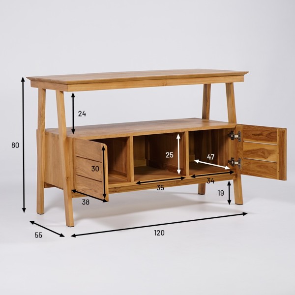Meuble sous vasque en teck massif 120 cm - Nandini