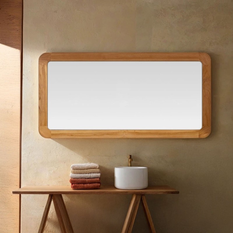 Miroir de salle de bain rectangulaire 140 cm x 70 cm avec bords arrondis