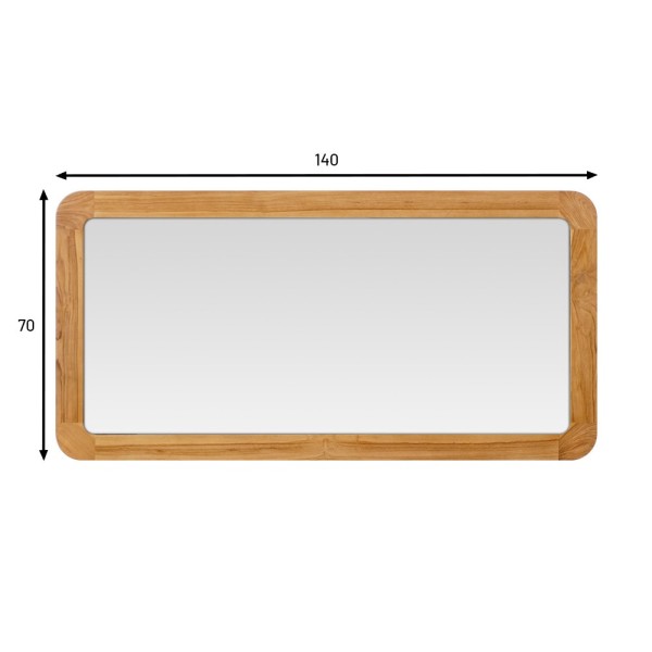 Miroir de salle de bain rectangulaire 140 cm x 70 cm avec bords arrondis