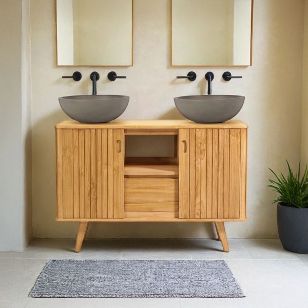 Meuble sous vasque en teck massif 120 cm - Neha