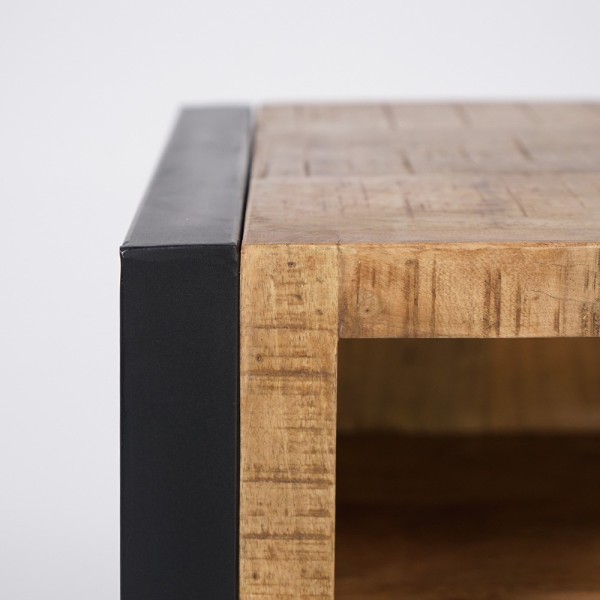 Buffet industriel en bois massif avec 4 portes en métal noir 180 cm - Kansas