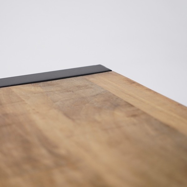 Petit meuble industriel 130 cm en bois massif avec porte en métal noir - Kansas
