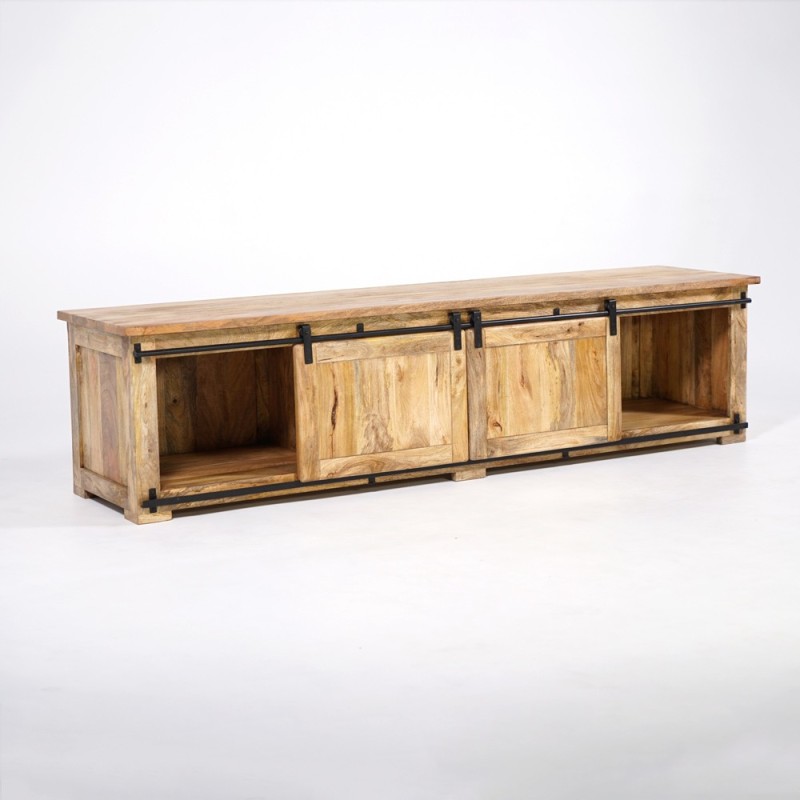Meuble TV industriel bois et métal 220 cm - Paris