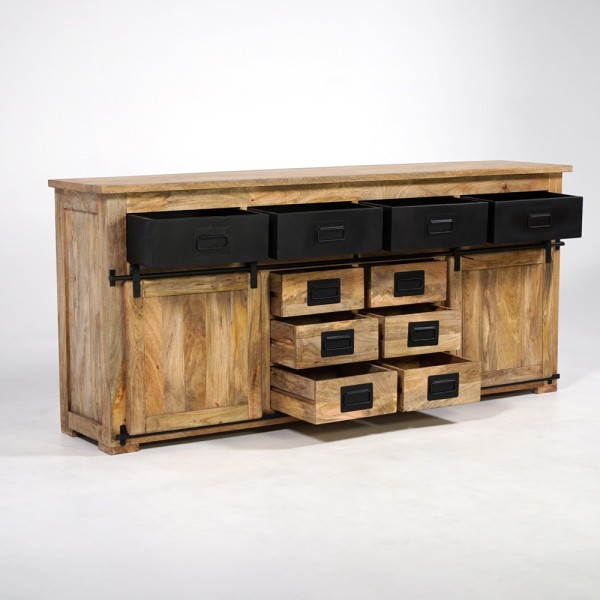 Buffet bois massif 200 cm avec portes coulissantes - Paris