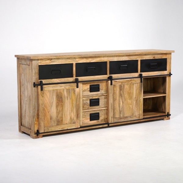 Buffet bois massif 200 cm avec portes coulissantes - Paris