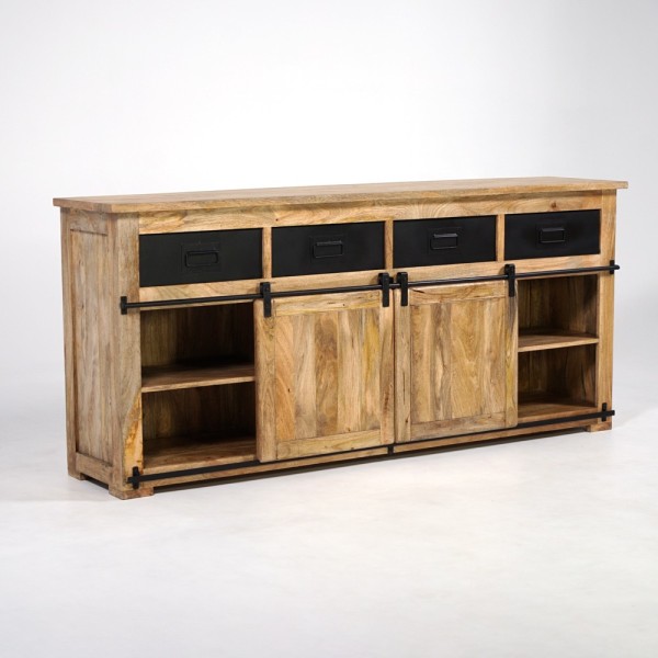 Buffet bois massif 200 cm avec portes coulissantes - Paris