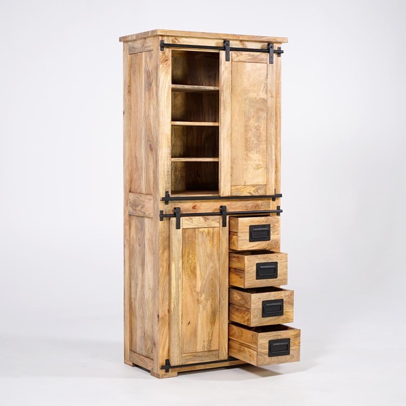 Armoire buffet bois massif et métal - Paris
