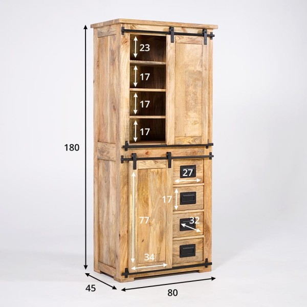Armoire buffet bois massif et métal - Paris