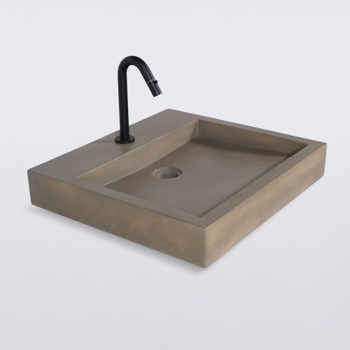 Vasque en béton rectangulaire couleur naturelle - Solidis