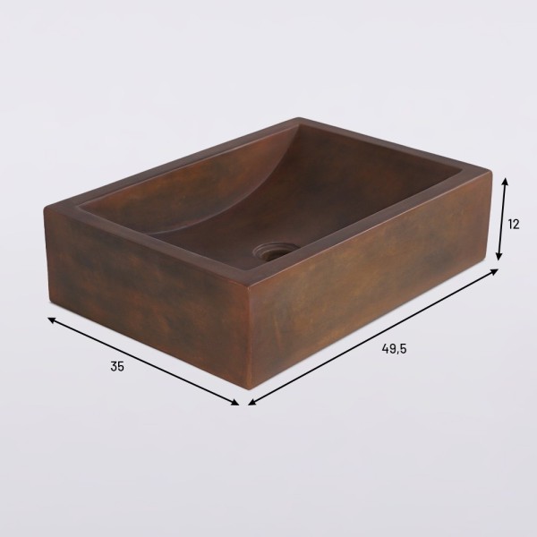 Vasque en béton rectangulaire - Brun vintage - Pure Cast
