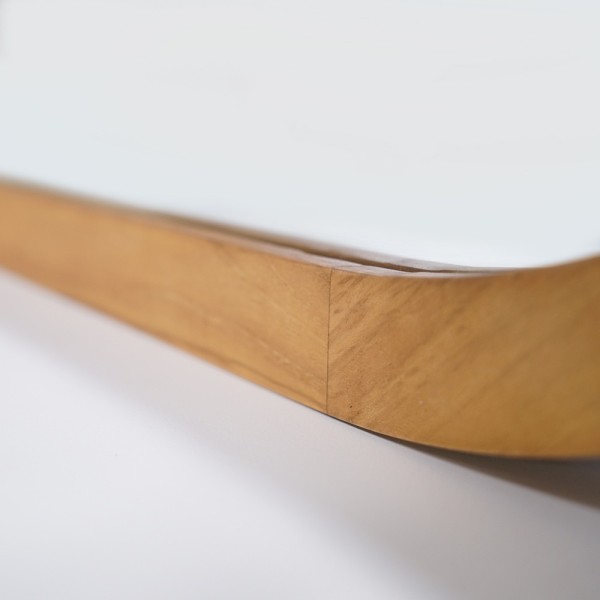 Miroir 90 cm avec bords arrondis et encadrement en teck - Keya