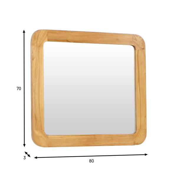 Miroir de salle de bain rectangulaire 80 cm x 70 cm avec bords arrondis