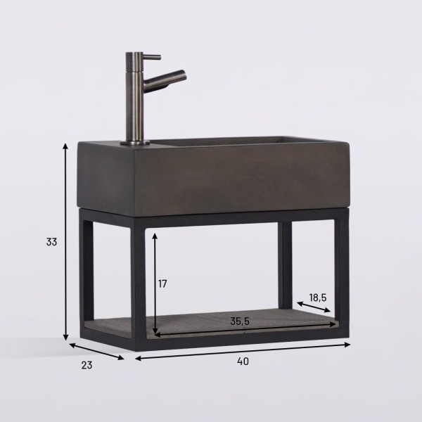 Lave-mains avec porte-serviette et vasque en béton - Core