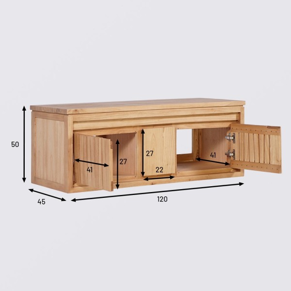 Meuble de salle de bain en bois naturel 120 cm - Neo