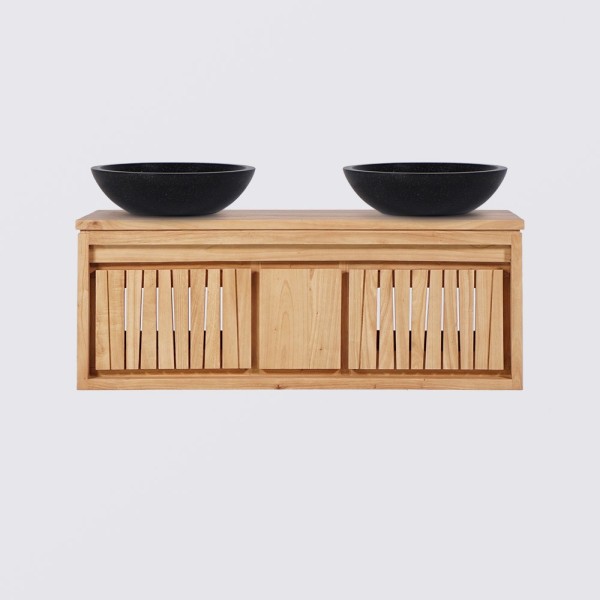 Meuble de salle de bain en bois naturel 120 cm - Neo