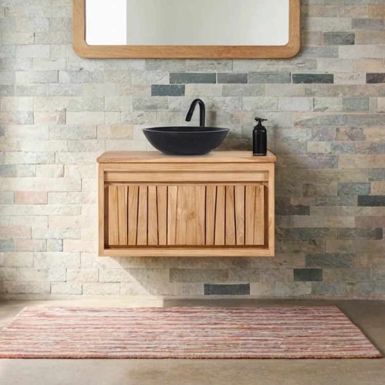 Meuble de salle de bain en bois naturel 80 cm - Neo