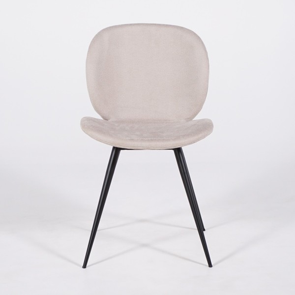 Chaise de salle à manger en tissu couleur sable et pieds en noir - Cloud