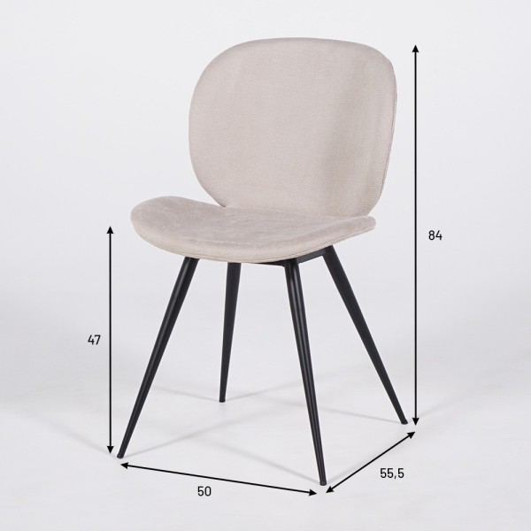 Chaise de salle à manger en tissu couleur sable et pieds en noir - Cloud