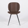 Chaise de salle à manger en cuir marron foncé avec pieds noirs - Cloud