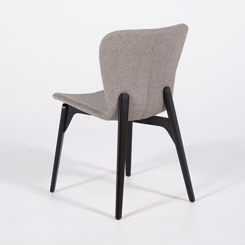 Chaise de salle à manger en tissu bouclé beige et pieds en frêne noir - Paragon