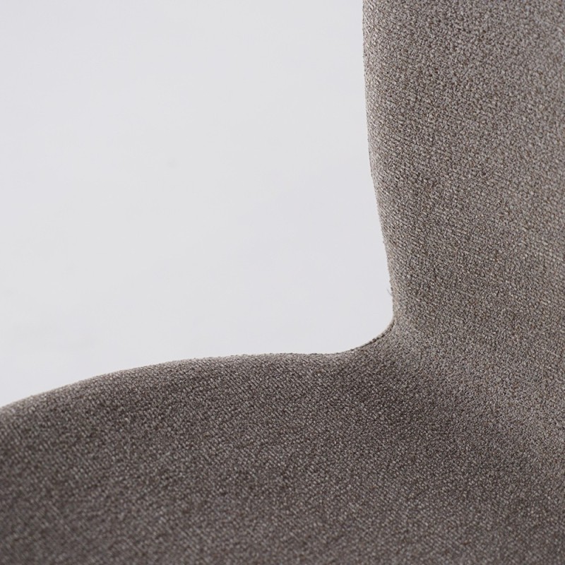 Chaise de salle à manger en tissu bouclé beige et pieds en frêne noir - Paragon