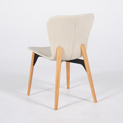 Chaise de salle à manger en tissu bouclé blanc et pieds en frêne clair - Paragon