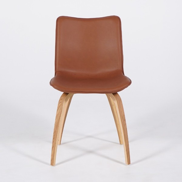 Chaise de salle à manger en cuir synthétique marron - Glee