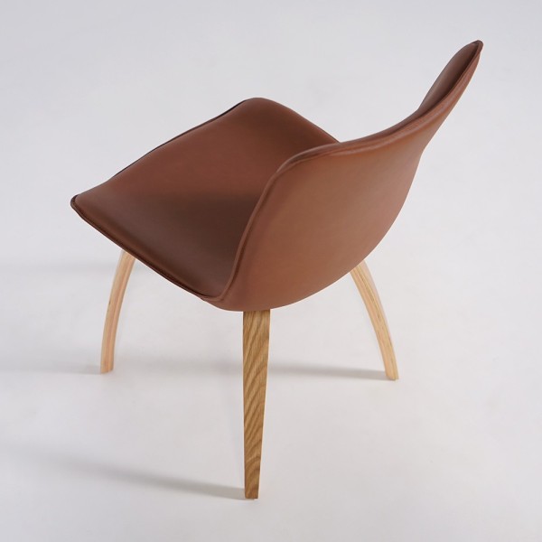 Chaise de salle à manger en cuir synthétique marron - Glee