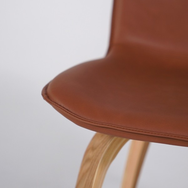 Chaise de salle à manger en cuir synthétique marron - Glee